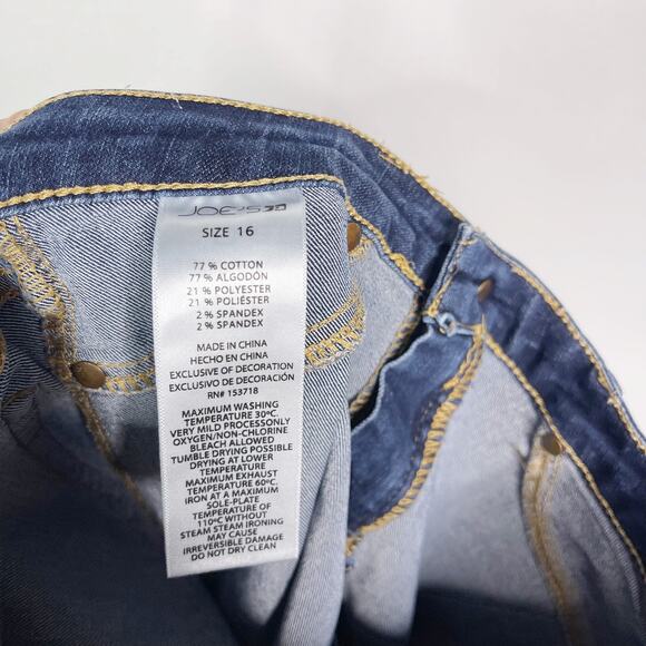 Joes Jeans Girls Size 16 Dark Wash Skinny Jeans Cotton Stretch Whiskering Fading - Picture 8 of 9
